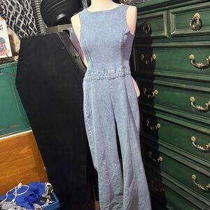 Sleeveless Denim Jumpsuit